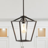 Amara 7.88" 1-Light Industrial Farmhouse Iron LED Pendant, Oil Rubbed Bronze by JONATHAN Y