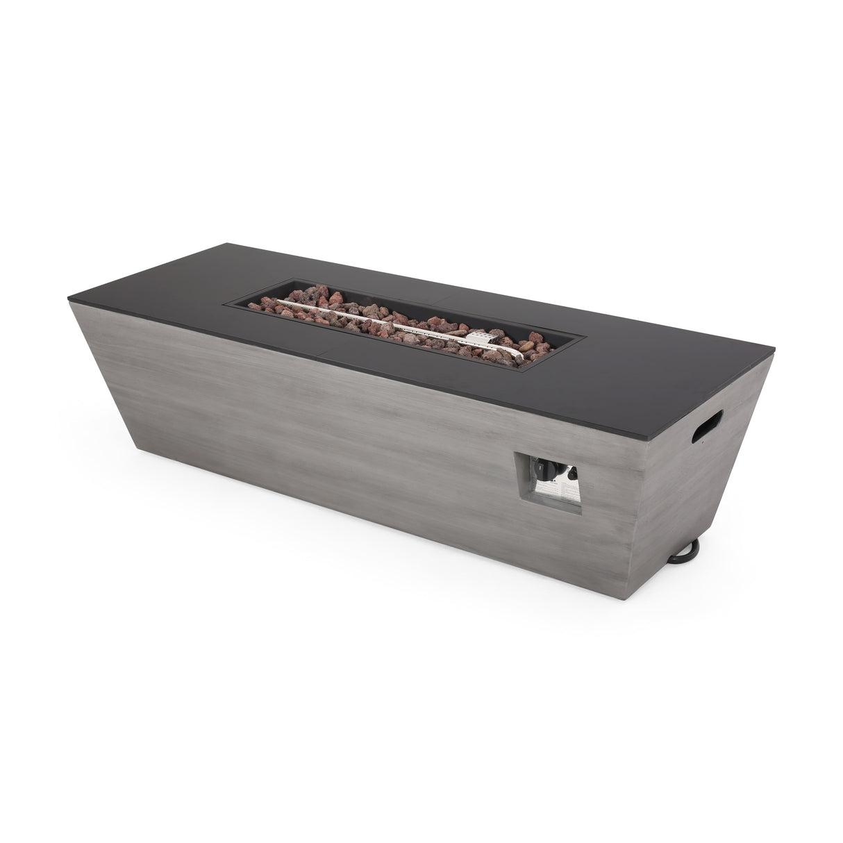 Amata Outdoor Modern 4 Seater Aluminum Chat Set with Fire Pit and Tank Holder by Christopher Knight Home