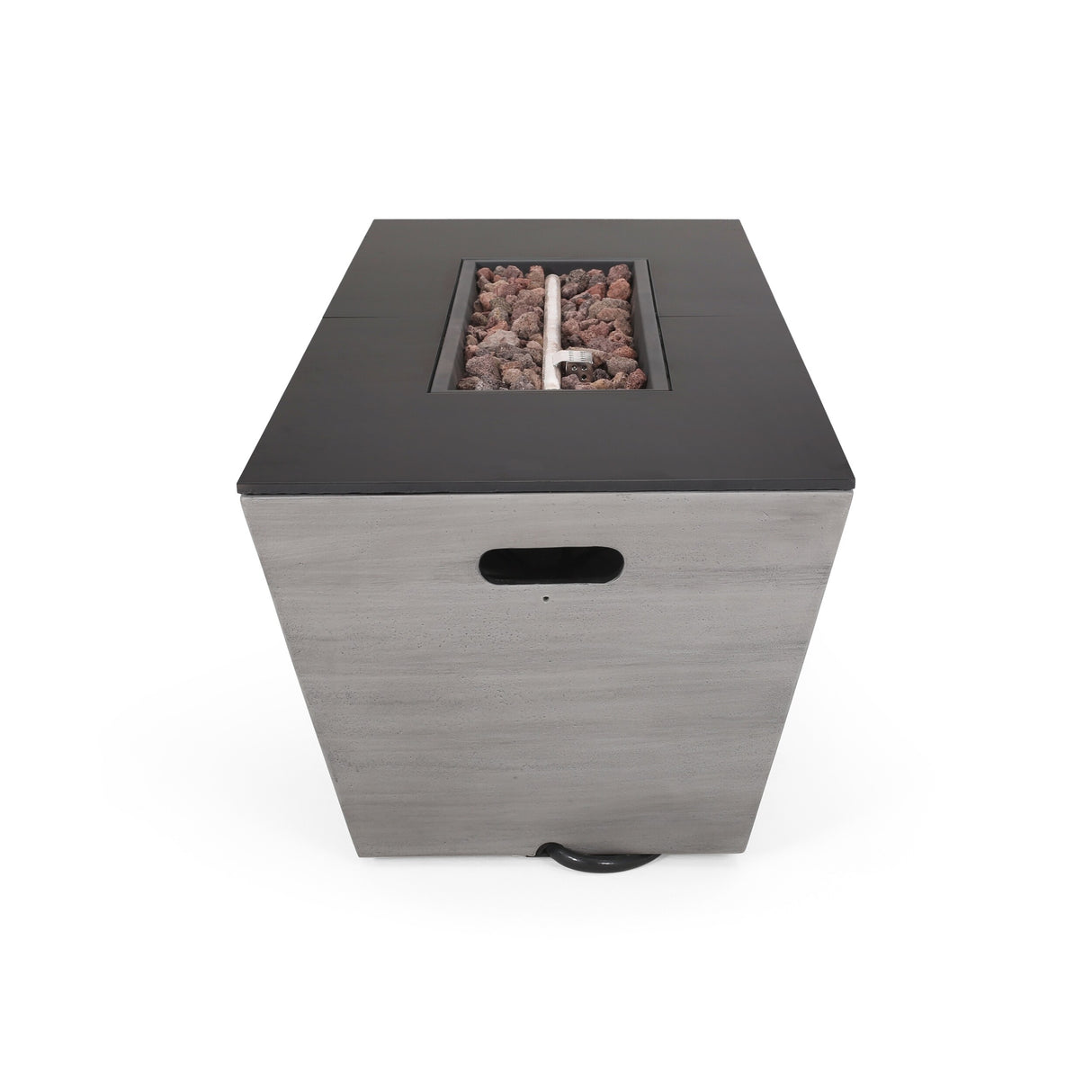 Amata Outdoor Modern 4 Seater Aluminum Chat Set with Fire Pit and Tank Holder by Christopher Knight Home