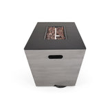 Amata Outdoor Modern 4 Seater Aluminum Chat Set with Fire Pit and Tank Holder by Christopher Knight Home