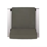 Amata Outdoor Modern 4 Seater Aluminum Chat Set with Fire Pit and Tank Holder by Christopher Knight Home