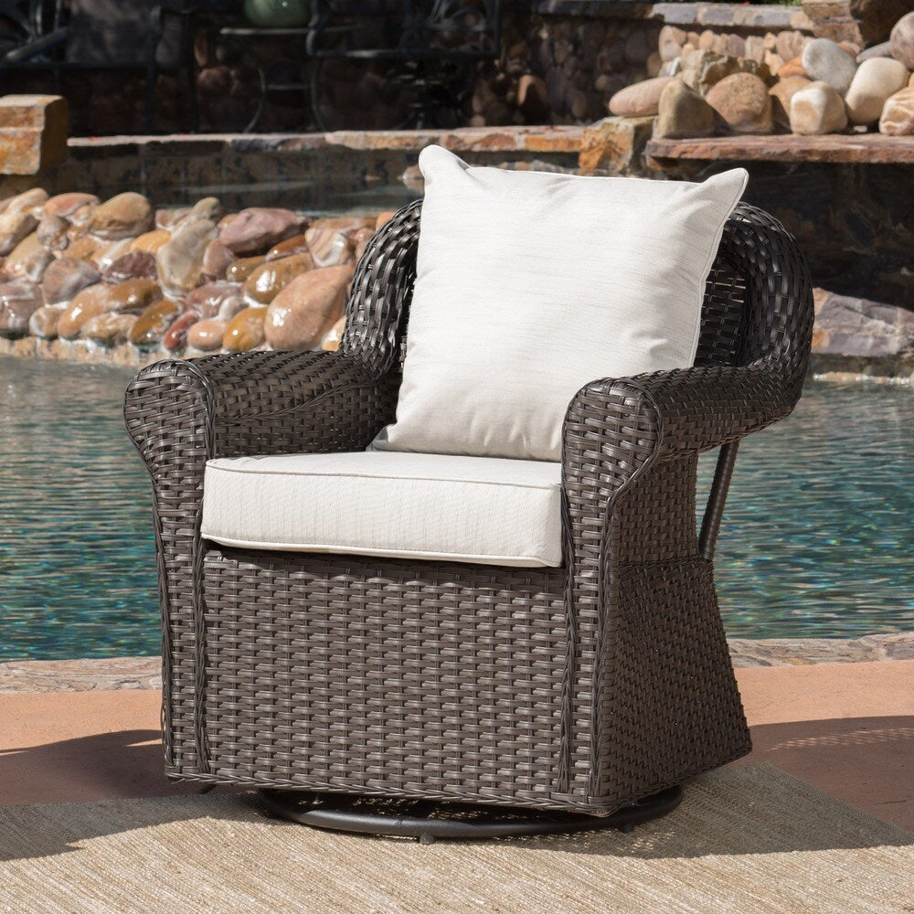 Amaya Outdoor Wicker Swivel Rocking Chair with Cushion by Christopher Knight Home
