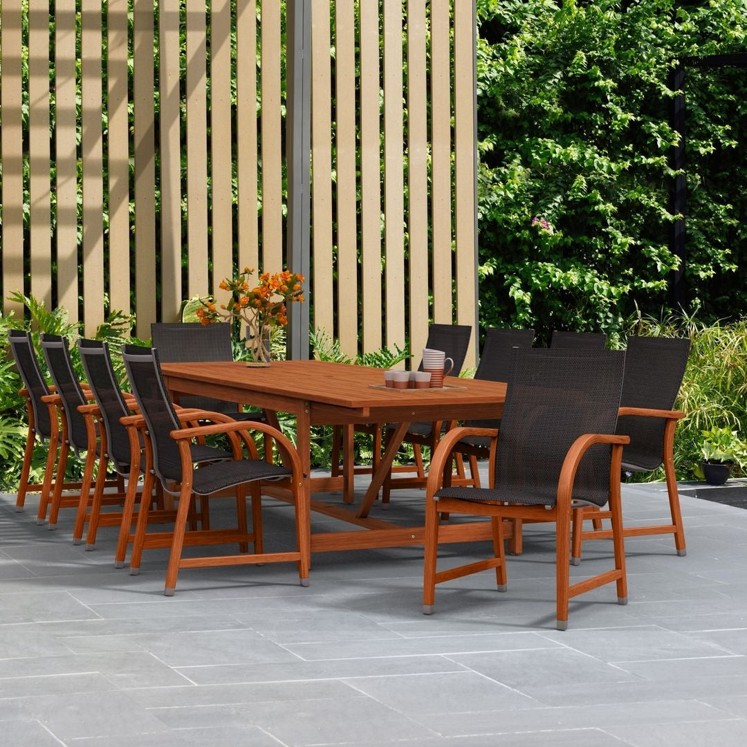 Amazonia Allyson 11pc FSC Certified Wood Outdoor Patio Dining Set - 11 Piece