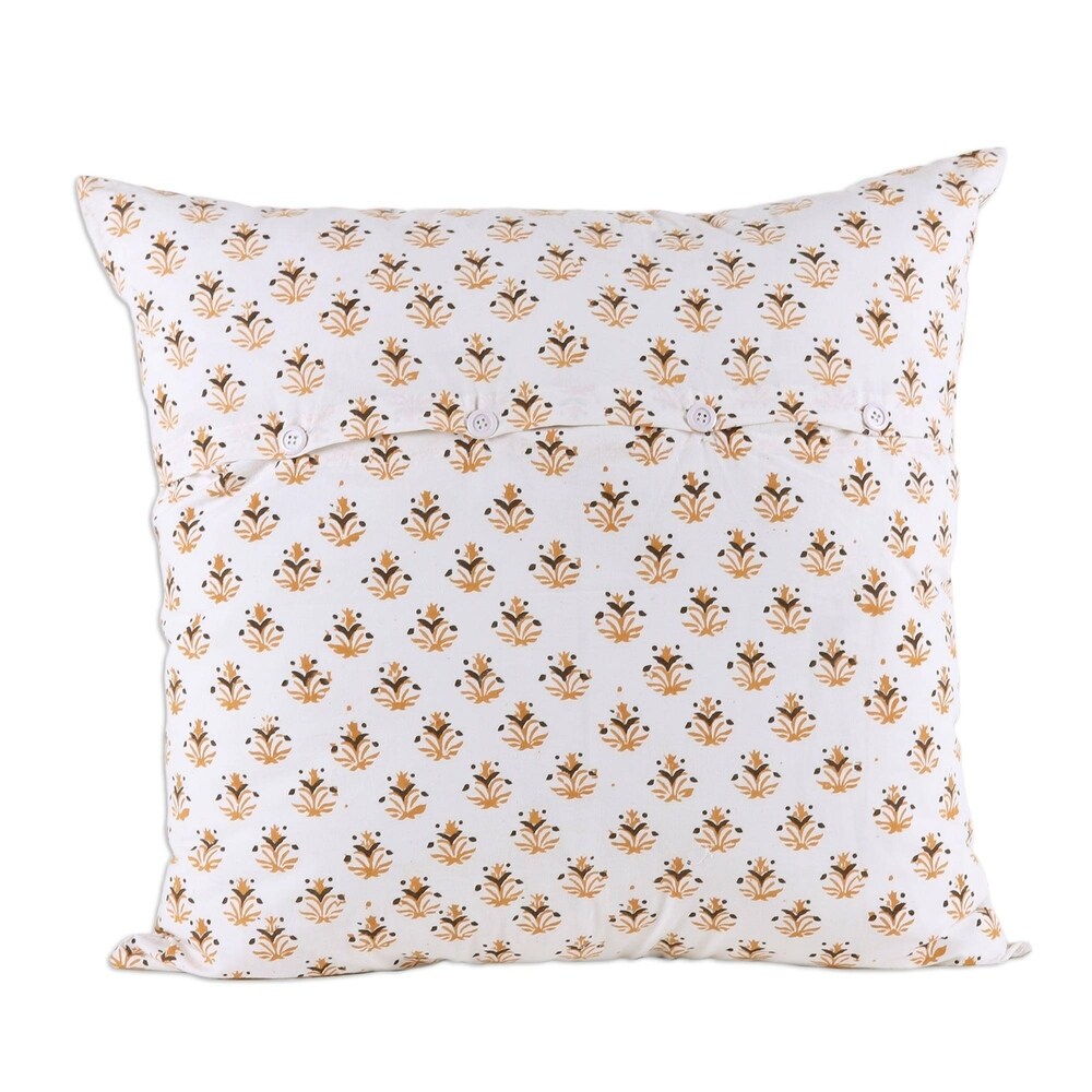 Handmade Amber Floral Cotton Cushion Covers, Set of 2 (India)