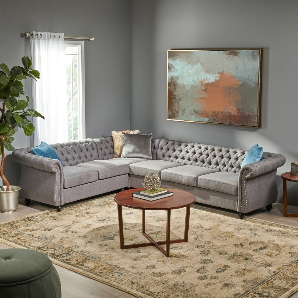 Amberside Fabric 6-seat Chesterfield Sectional Set by Christopher Knight Home