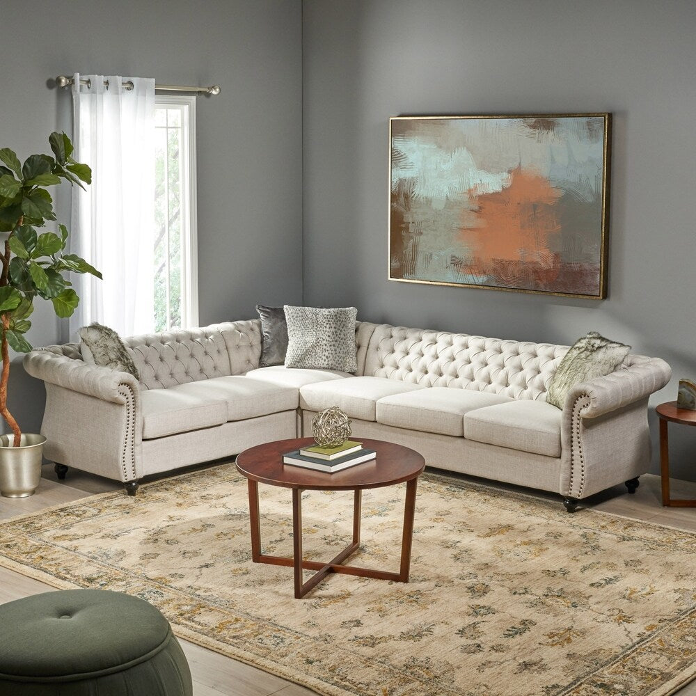 Amberside Fabric 6-seat Chesterfield Sectional Set by Christopher Knight Home