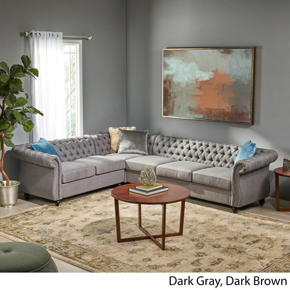 Amberside Fabric 6-seat Chesterfield Sectional Set by Christopher Knight Home