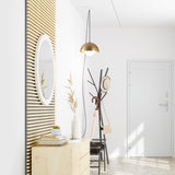 Amelia 1-Light Matte Brass Plug-In Pendant Lighting with Frosted Glass Shade - one size
