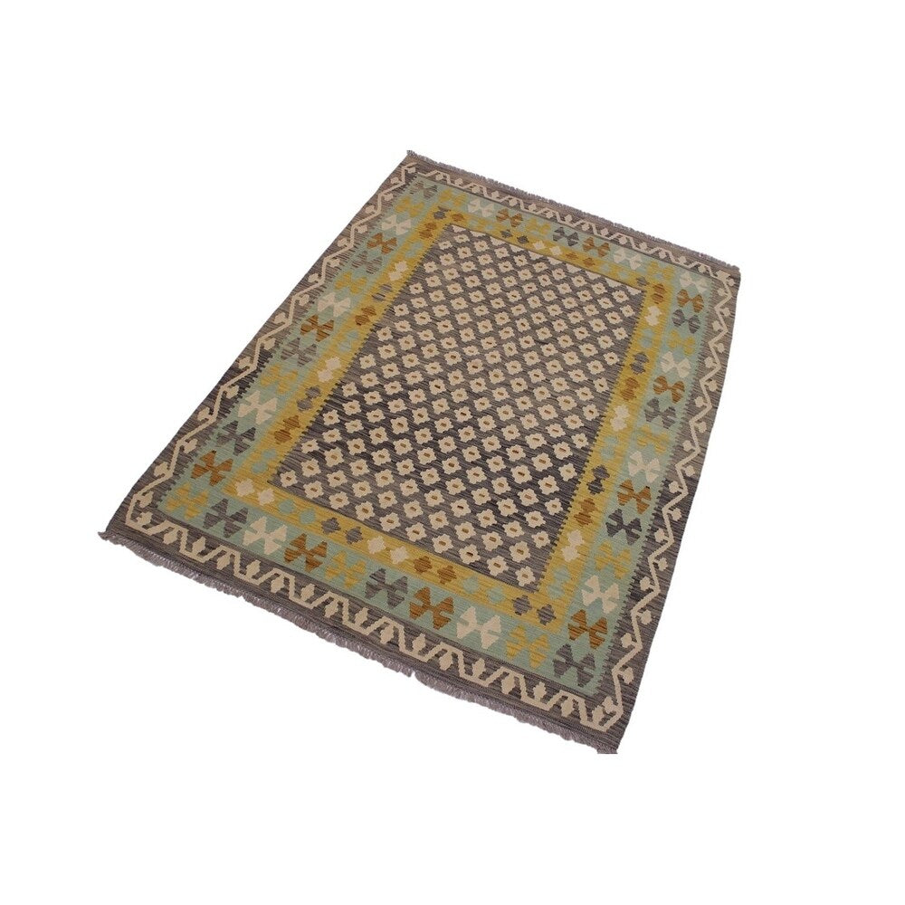 Amelia Gray/Ivory Hand-Woven Kilim Wool Rug - 5'7 x 7'6 - 5'7" x 7'6" - 5'7" x 7'6"