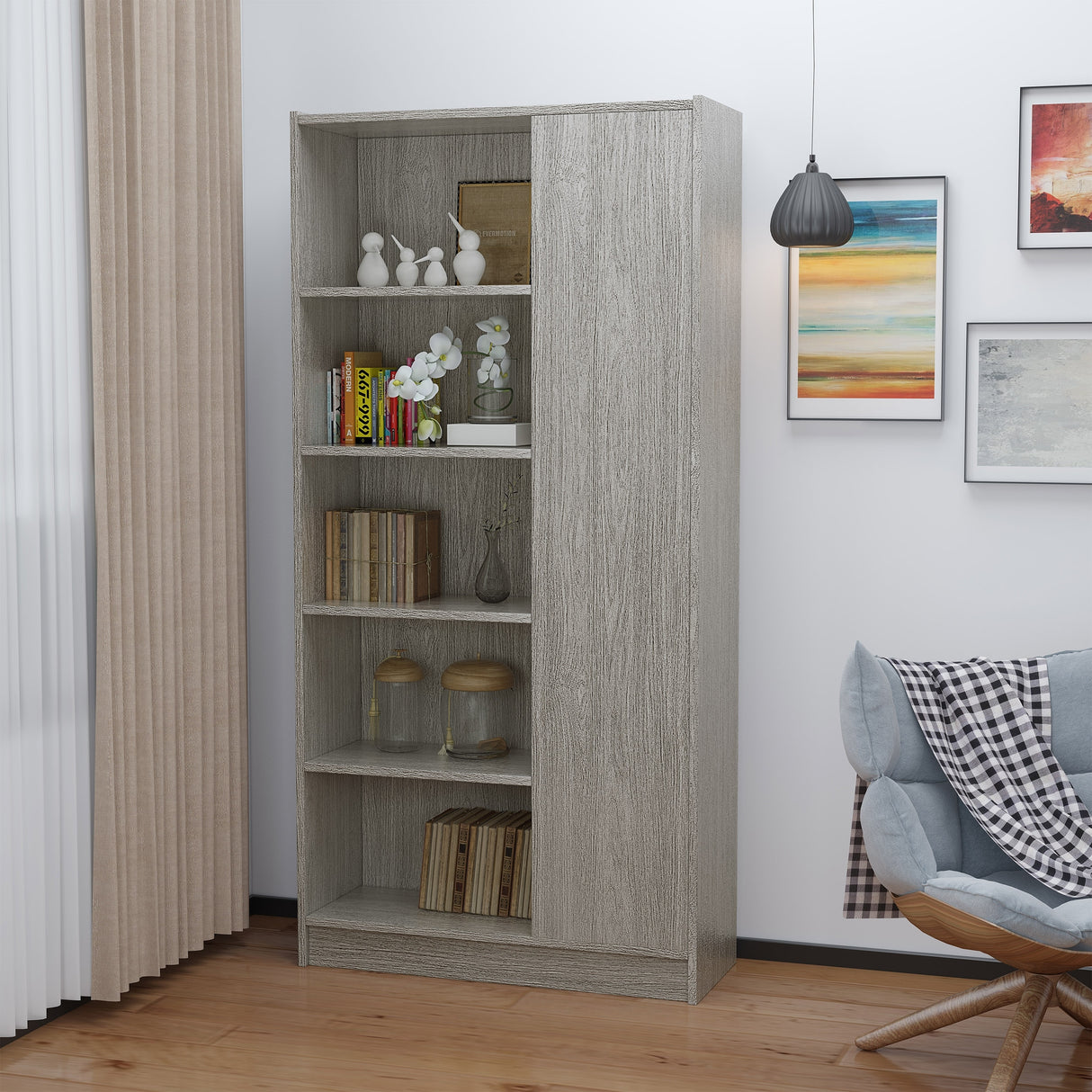 Amelia Mid-century 5-shelf Wood Cabinet by Christopher Knight Home