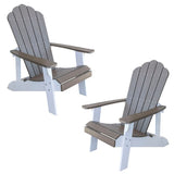 AmeriHome Simulated Wood Outdoor 2 Tone Adirondack Chair, Driftwood with White Accents - 2 Piece Set