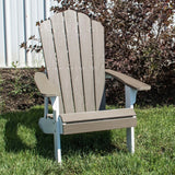 AmeriHome Simulated Wood Outdoor 2 Tone Adirondack Chair, Driftwood with White Accents - 2 Piece Set
