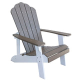 AmeriHome Simulated Wood Outdoor 2 Tone Adirondack Chair, Driftwood with White Accents - 2 Piece Set