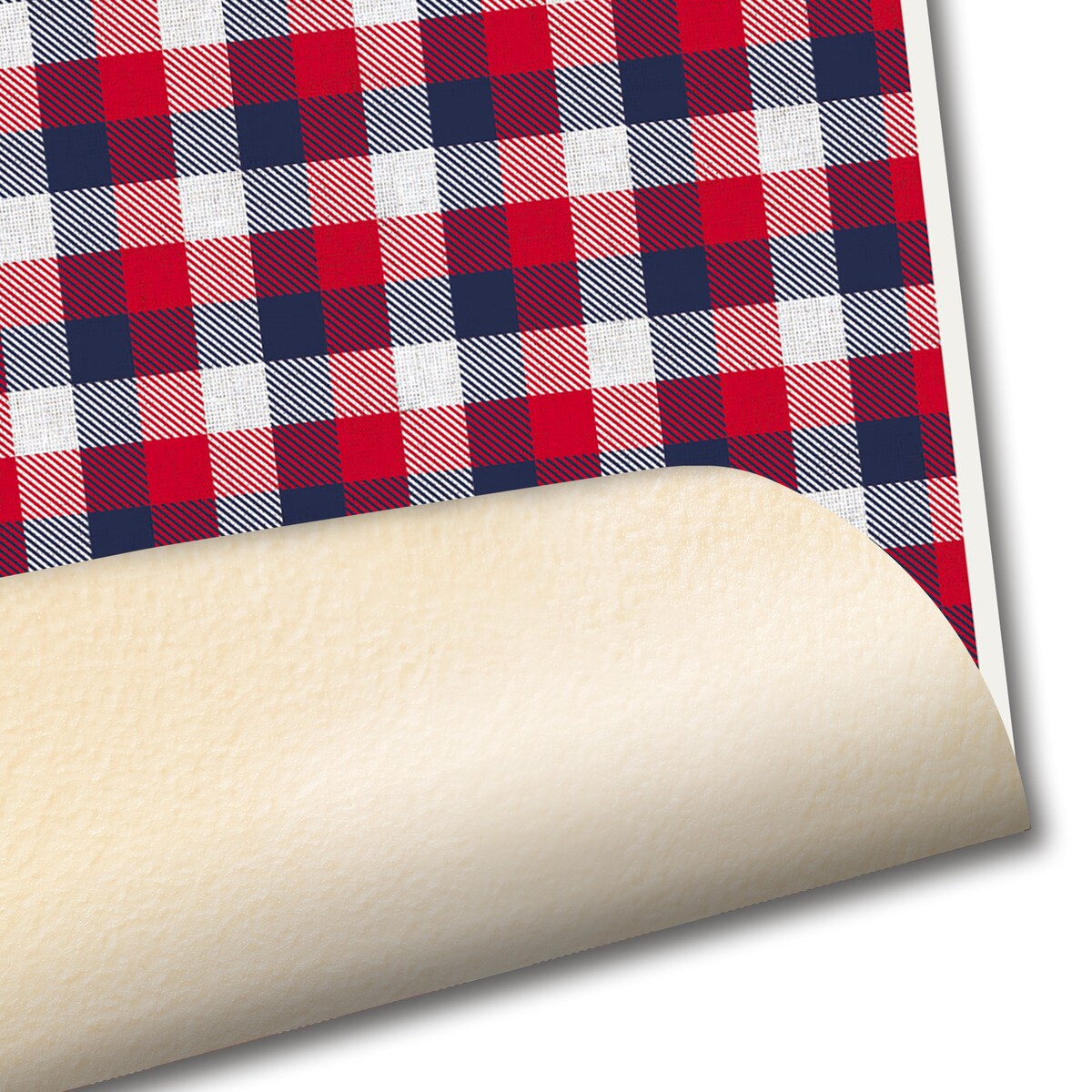American Art Decor Red, White, and Blue Plaid Vinyl Floor Mat
