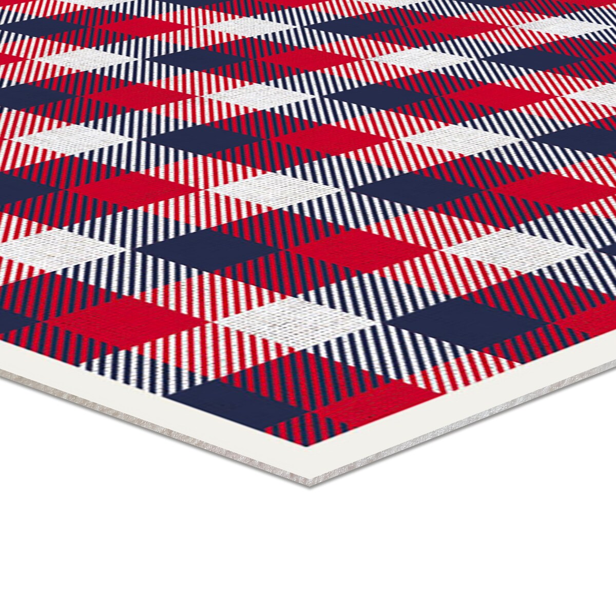 American Art Decor Red, White, and Blue Plaid Vinyl Floor Mat