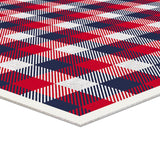 American Art Decor Red, White, and Blue Plaid Vinyl Floor Mat