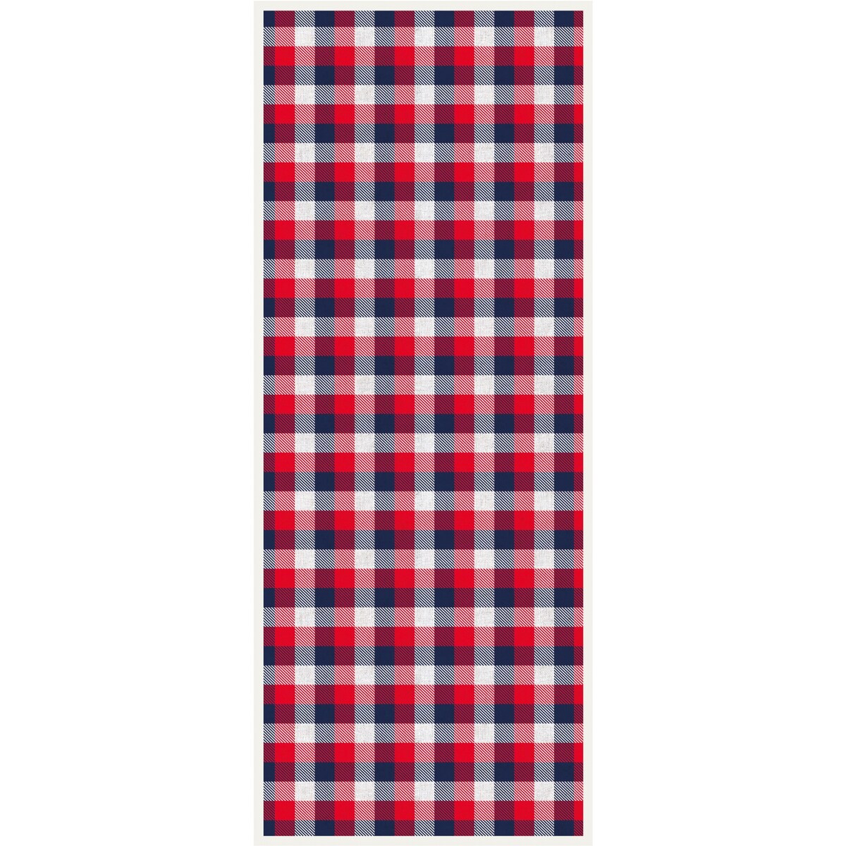 American Art Decor Red, White, and Blue Plaid Vinyl Floor Mat