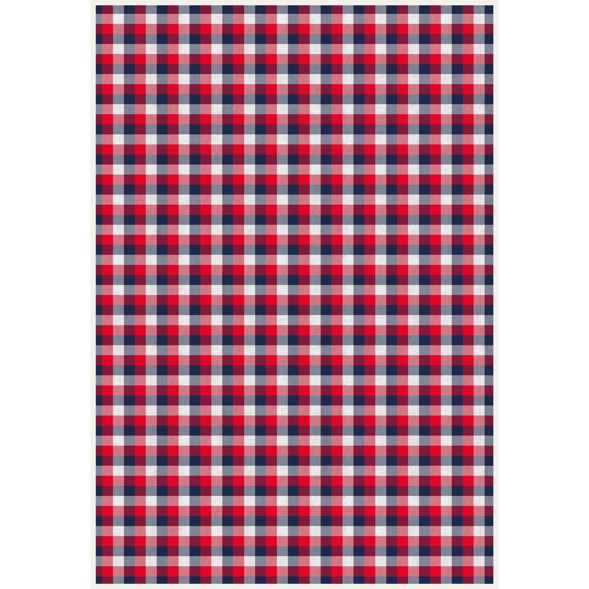 American Art Decor Red, White, and Blue Plaid Vinyl Floor Mat