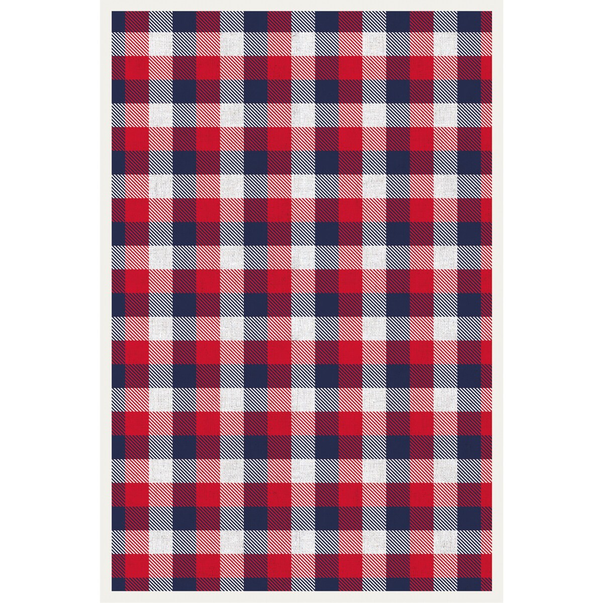 American Art Decor Red, White, and Blue Plaid Vinyl Floor Mat