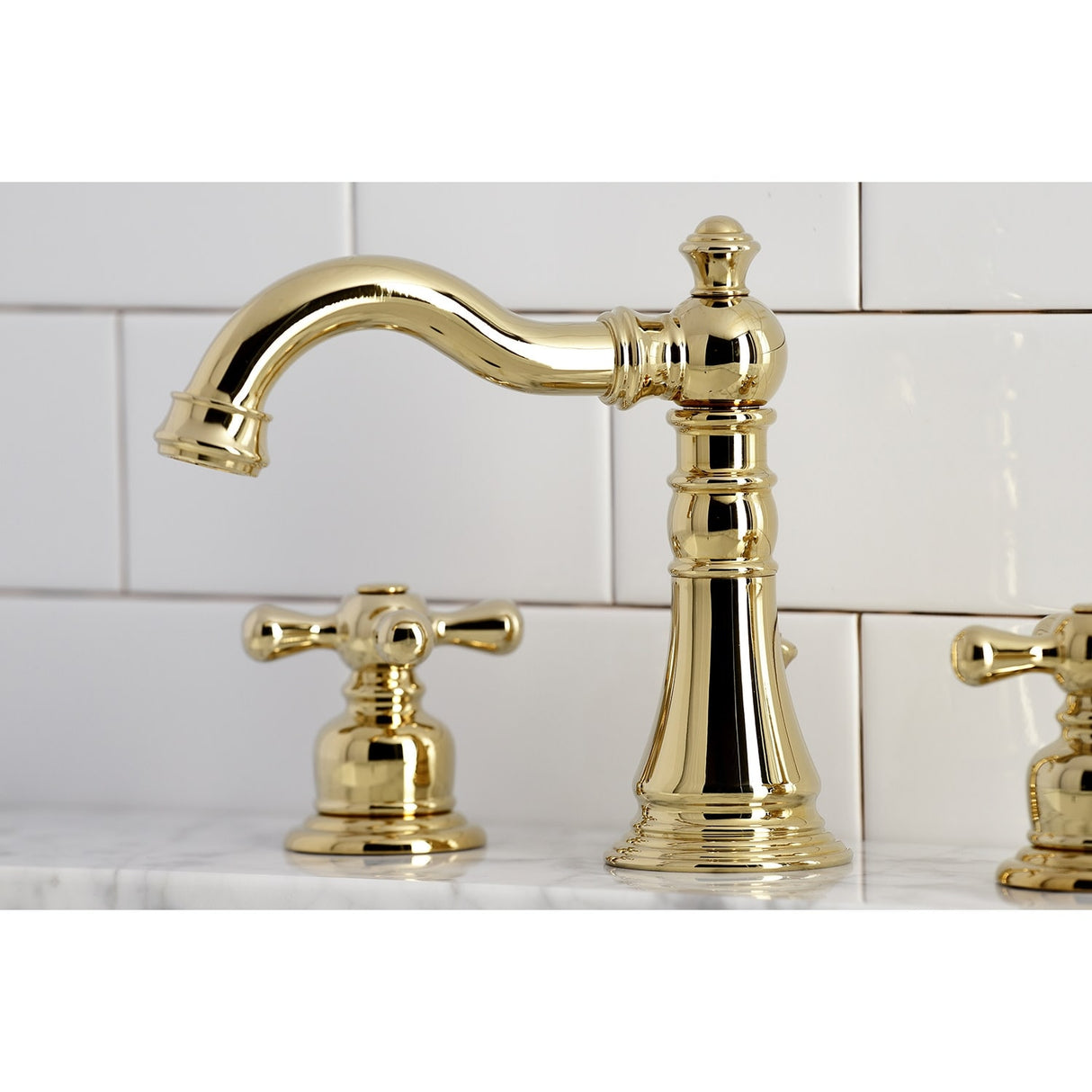 Kingston Brass American Classic Two-Handle 3-Hole Deck Mount Widespread Bathroom Faucet