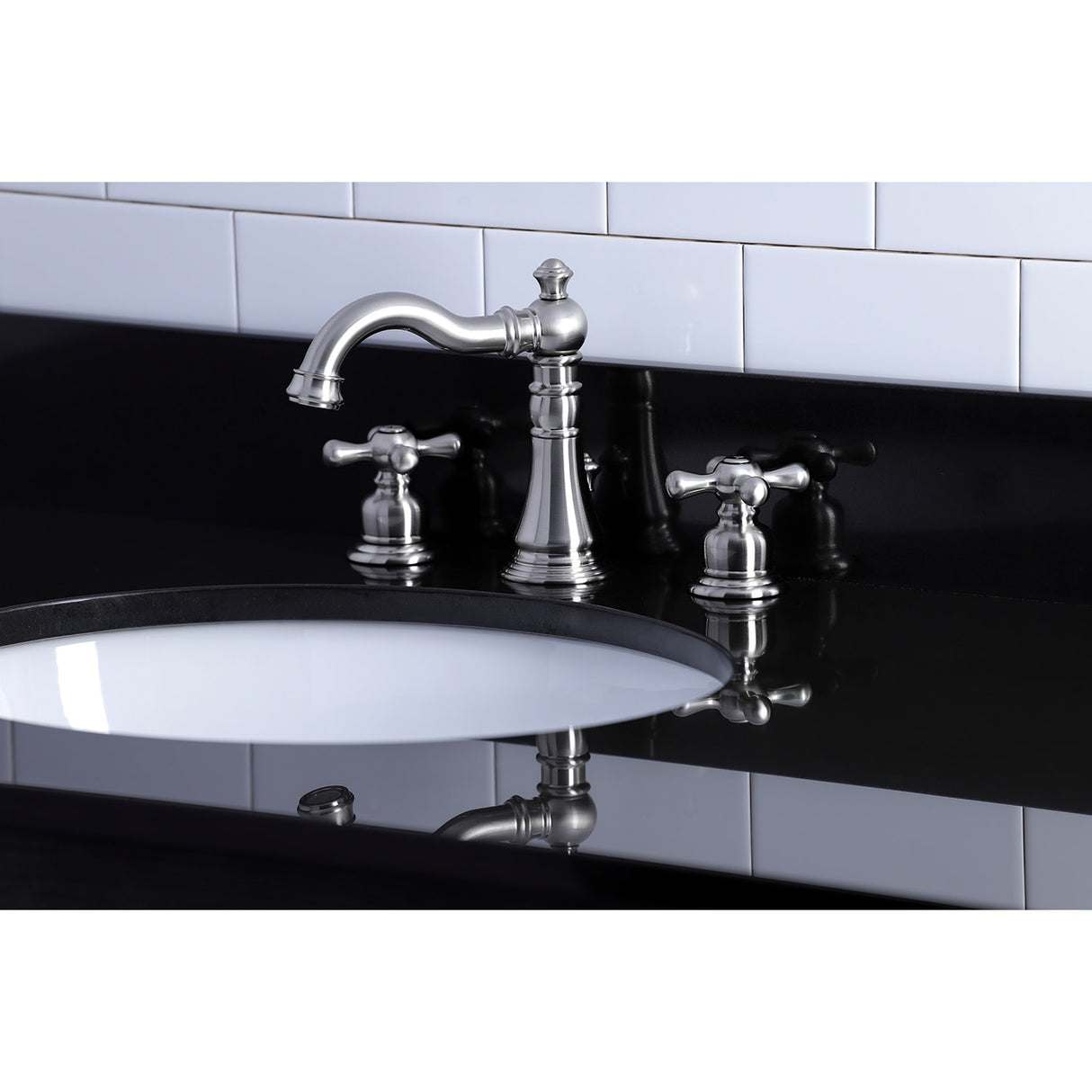 Kingston Brass American Classic Two-Handle 3-Hole Deck Mount Widespread Bathroom Faucet