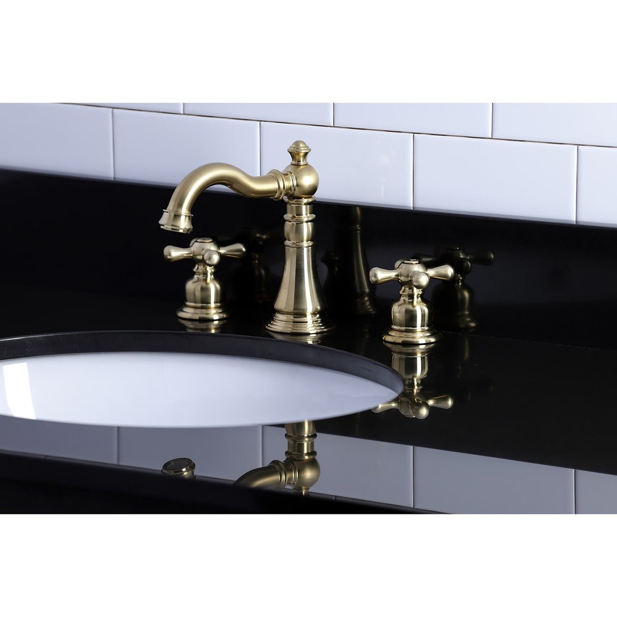 Kingston Brass American Classic Two-Handle 3-Hole Deck Mount Widespread Bathroom Faucet