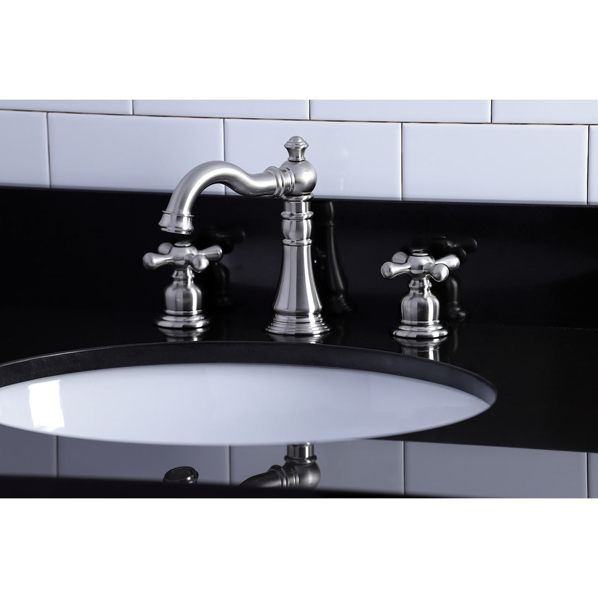Kingston Brass American Classic Two-Handle 3-Hole Deck Mount Widespread Bathroom Faucet