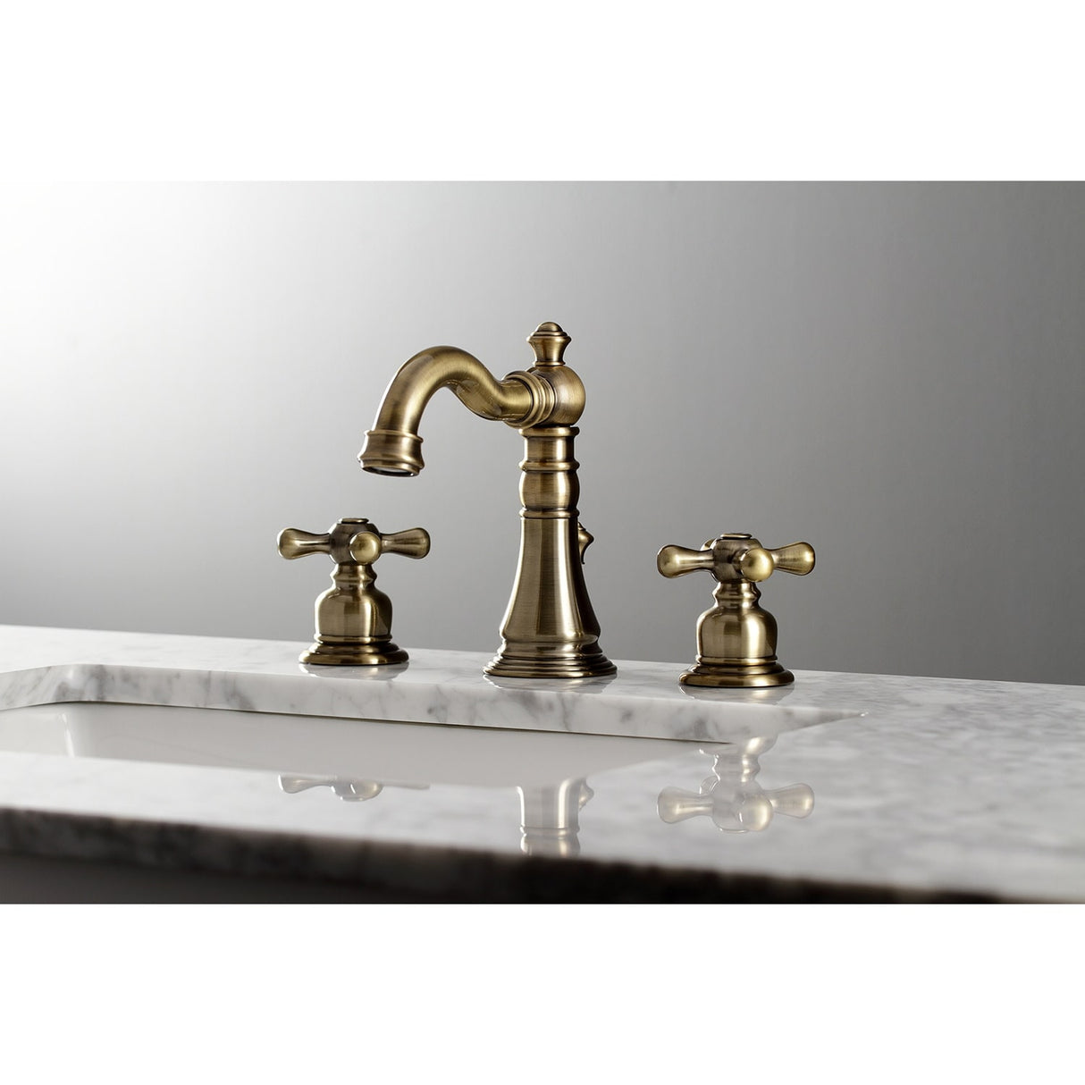 Kingston Brass American Classic Two-Handle 3-Hole Deck Mount Widespread Bathroom Faucet