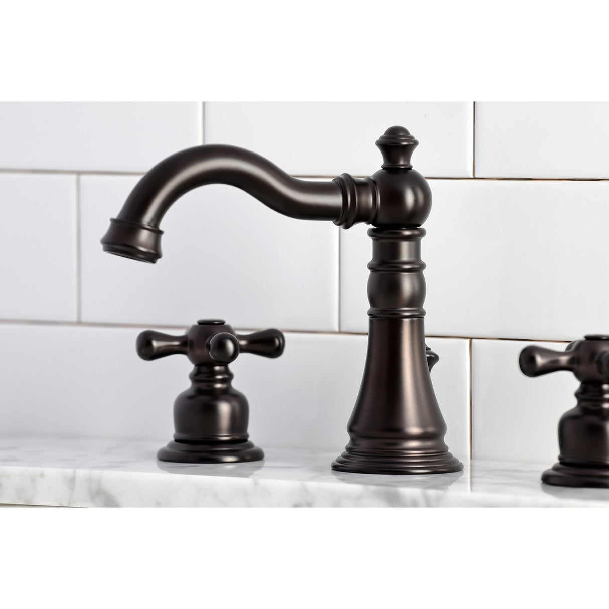 Kingston Brass American Classic Two-Handle 3-Hole Deck Mount Widespread Bathroom Faucet