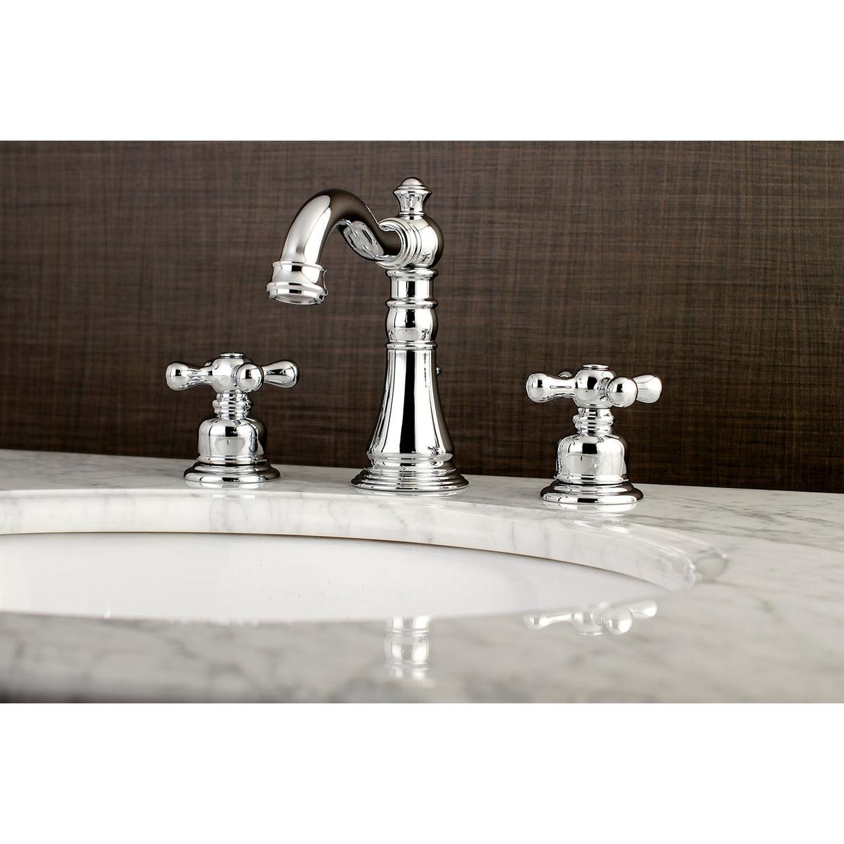 Kingston Brass American Classic Two-Handle 3-Hole Deck Mount Widespread Bathroom Faucet