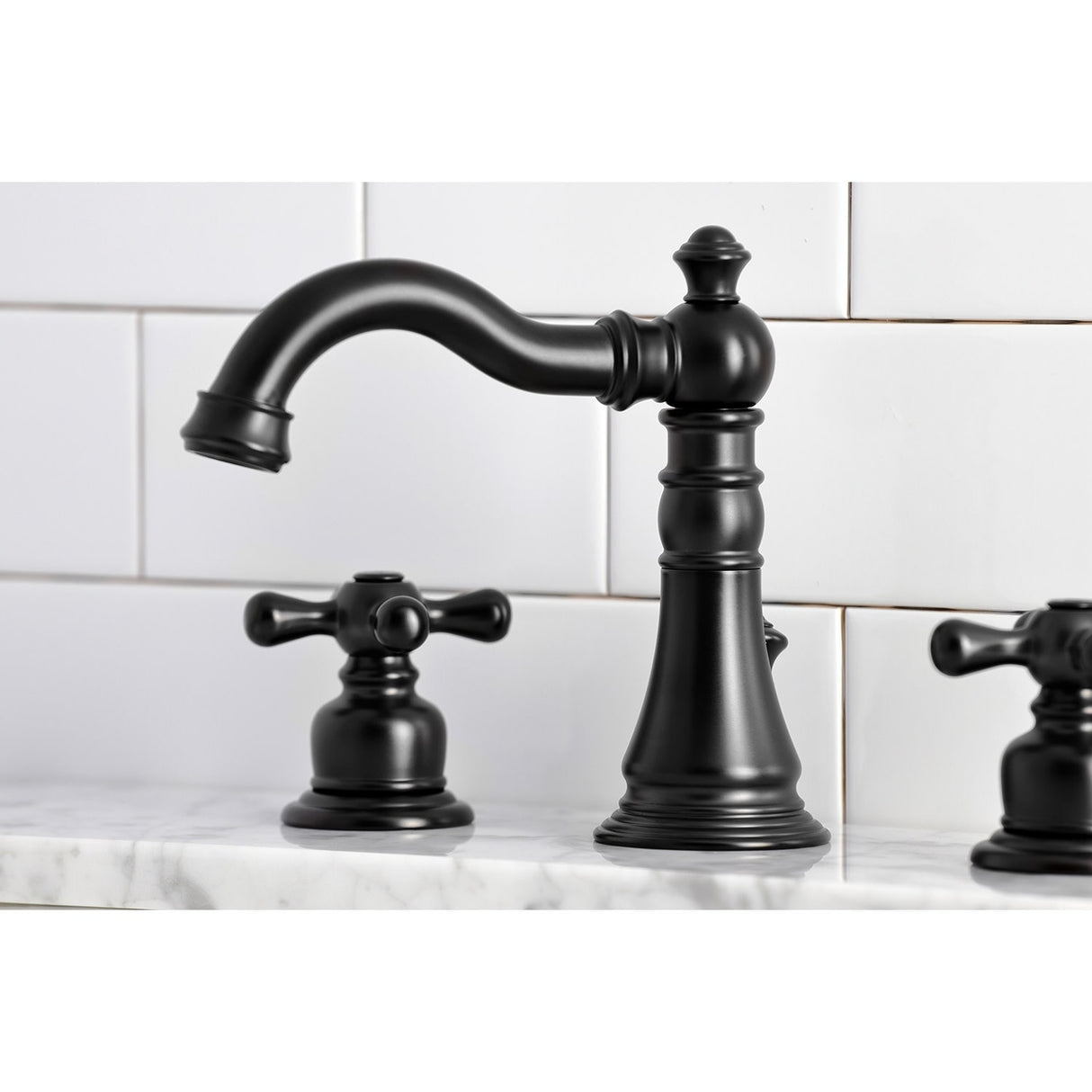 Kingston Brass American Classic Two-Handle 3-Hole Deck Mount Widespread Bathroom Faucet