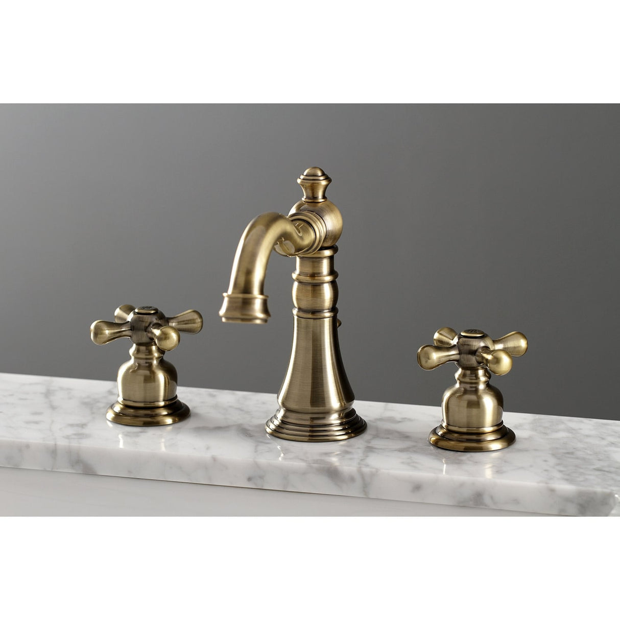 Kingston Brass American Classic Two-Handle 3-Hole Deck Mount Widespread Bathroom Faucet