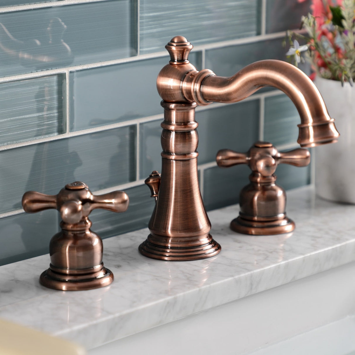 Kingston Brass American Classic Two-Handle 3-Hole Deck Mount Widespread Bathroom Faucet