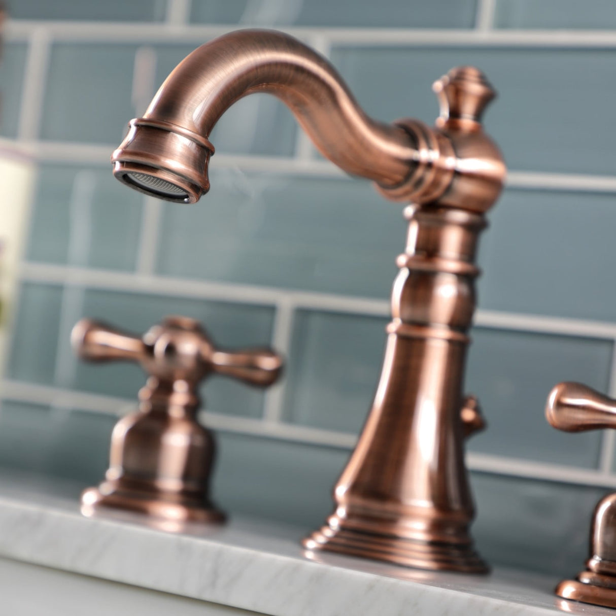 Kingston Brass American Classic Two-Handle 3-Hole Deck Mount Widespread Bathroom Faucet