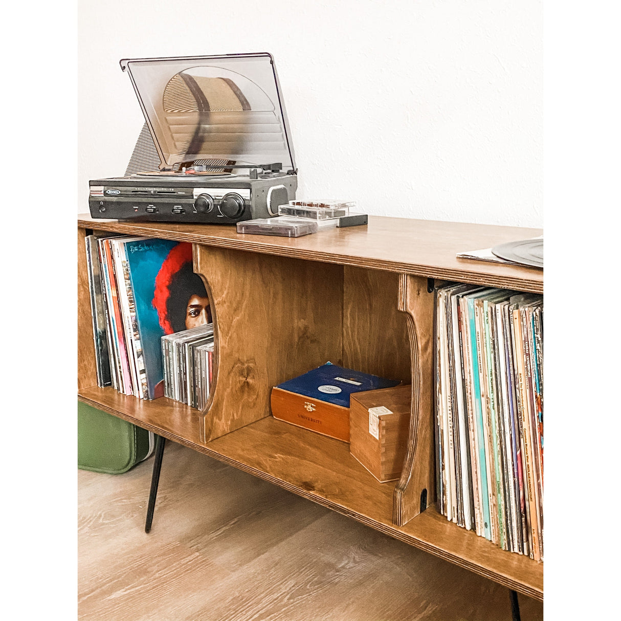 American Furniture Classics Model Mid Century Retro TV/Console Table with Album Storage