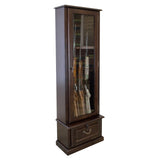 American Furniture Classics Model 650, 8 Gun Cabinet with locking tempered glass door and locking drop down door.