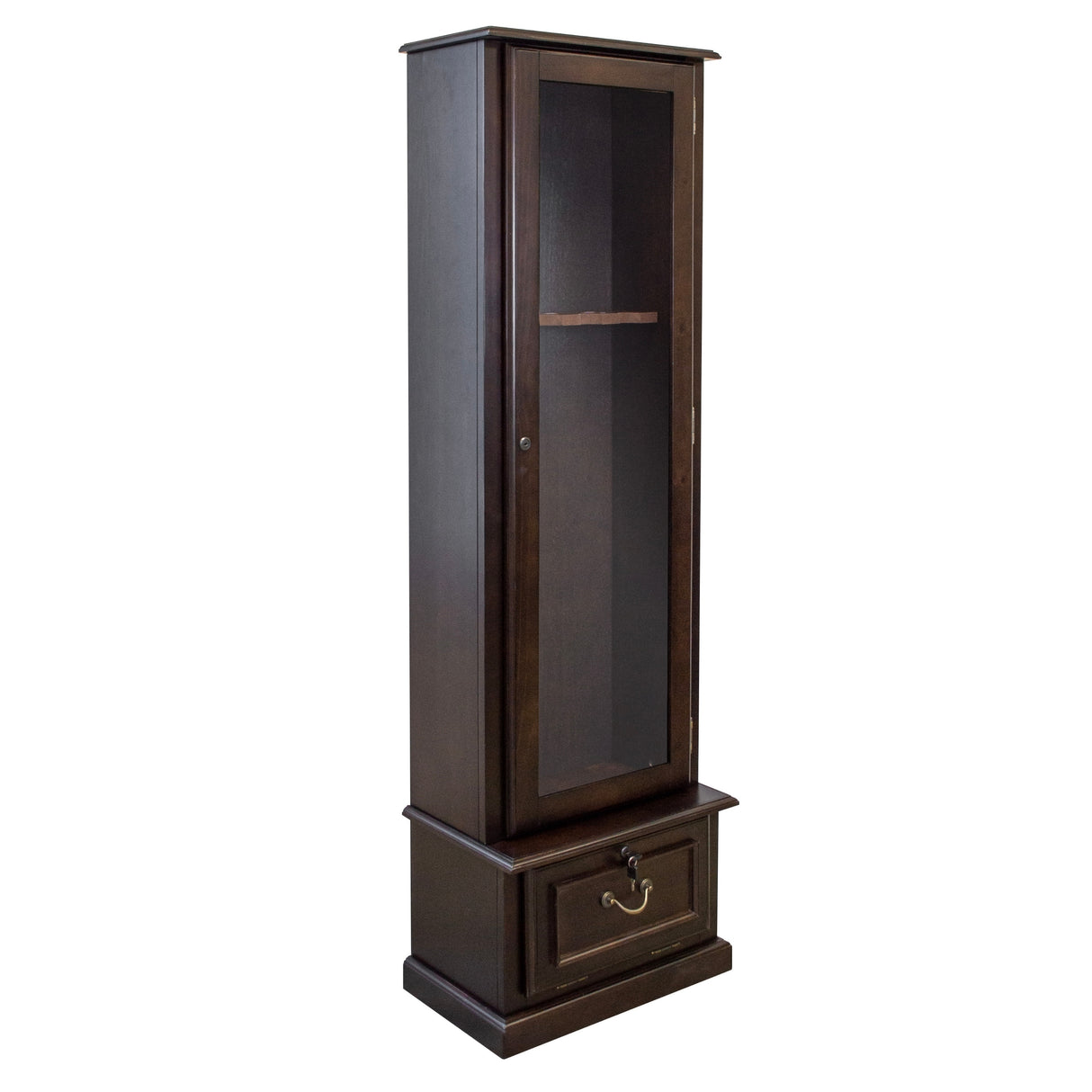 American Furniture Classics Model 650, 8 Gun Cabinet with locking tempered glass door and locking drop down door.