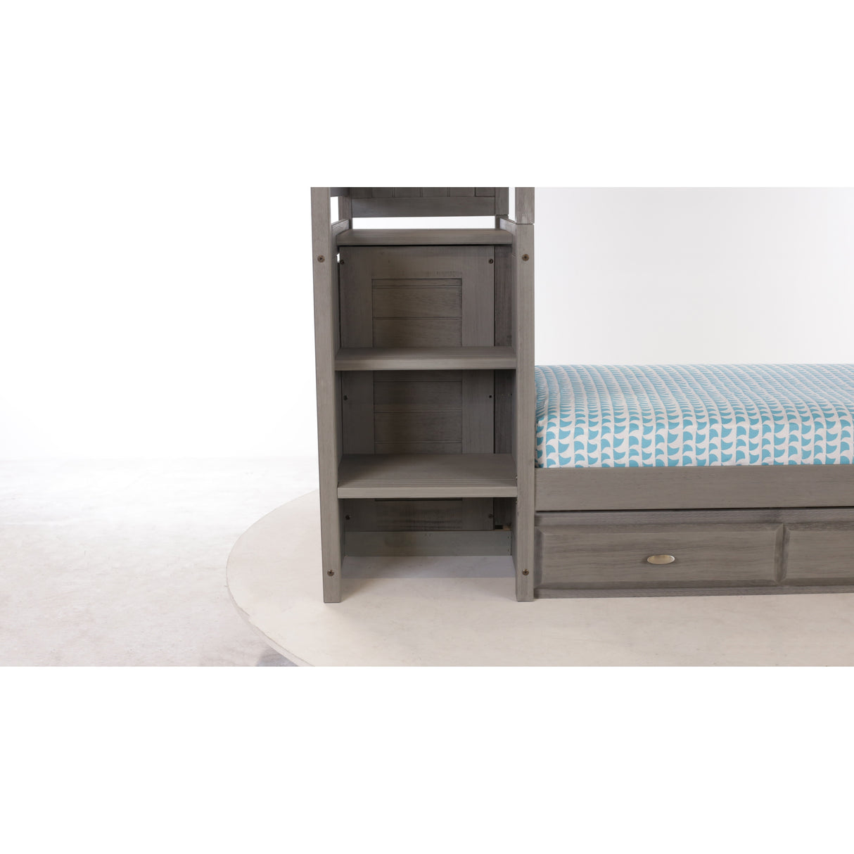 American Furniture Classics, Solid Pine Mission Staircase Twin/Twin Bed w/4 Drw Chest,Twn Trundle Bed Charcoal Gray
