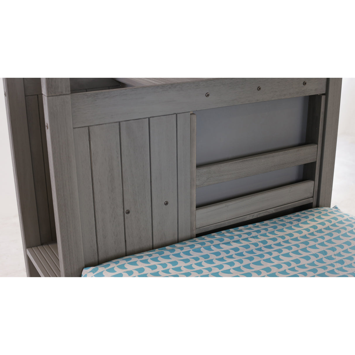 American Furniture Classics, Solid Pine Mission Staircase Twin/Twin Bed w/4 Drw Chest,Twn Trundle Bed Charcoal Gray