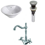 American Imaginations 19.25-in. W Above Counter White Vessel Set For 1 Hole Center Faucet