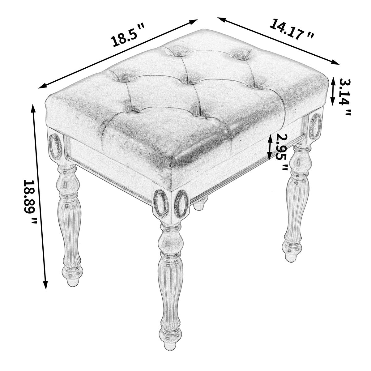 American Solid Wood High Elastic Vanity Stool