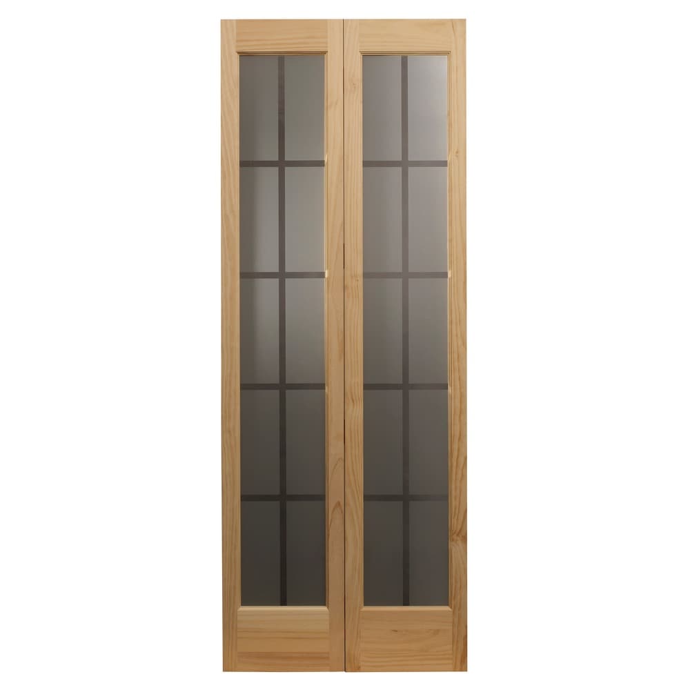 AWC Mission Frosted Glass Unfinished Pine Bifold Door