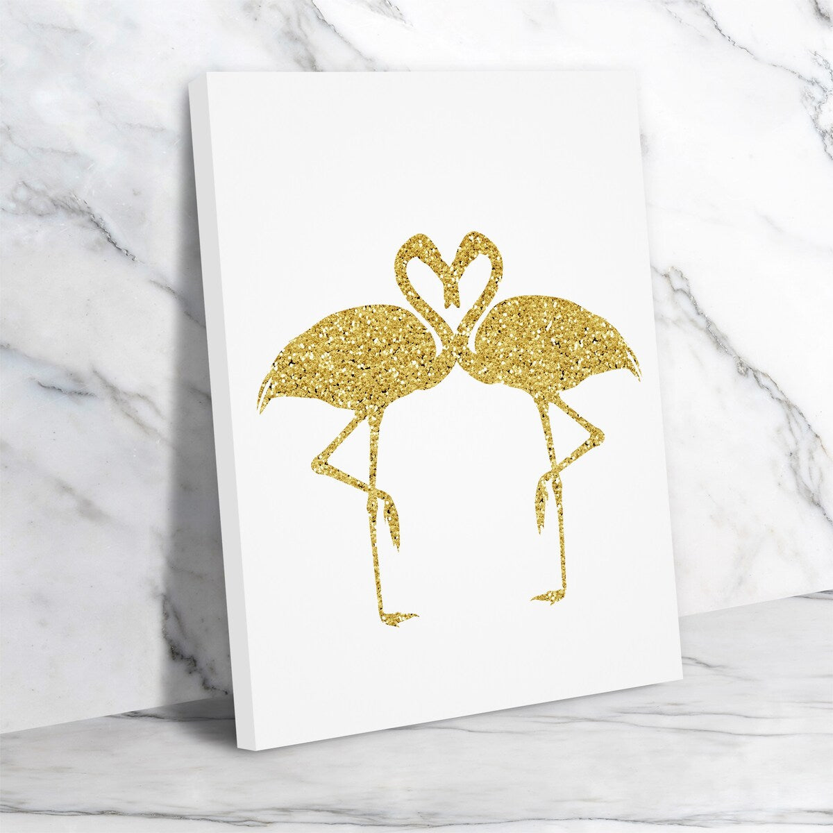 Americanflat - 8" x 10" Gold Flamingos by Peach & Gold Wrapped Canvas Wall Art