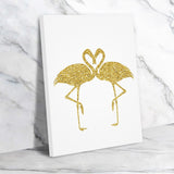 Americanflat - 8" x 10" Gold Flamingos by Peach & Gold Wrapped Canvas Wall Art