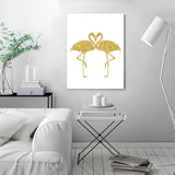 Americanflat - 8" x 10" Gold Flamingos by Peach & Gold Wrapped Canvas Wall Art