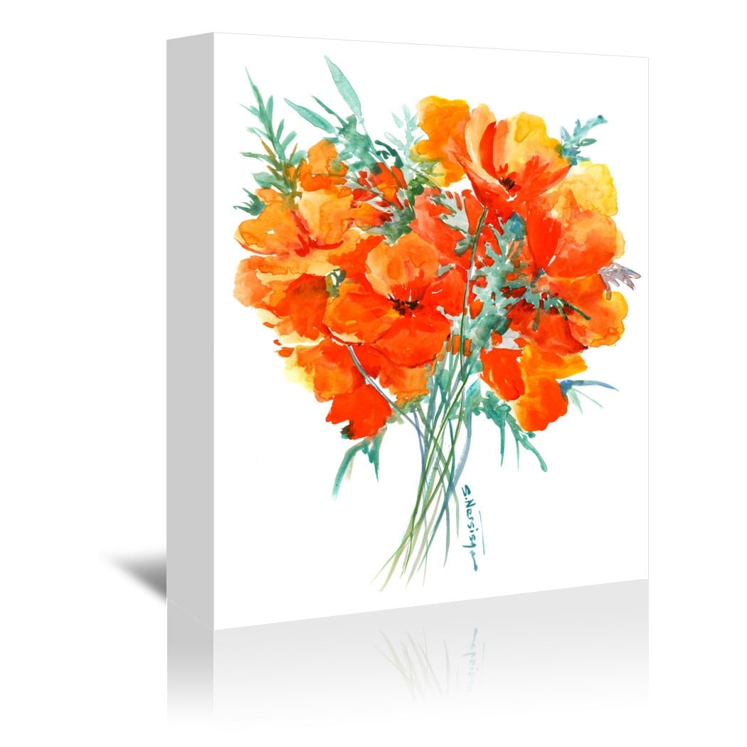 Americanflat - 8" x 10" Orange Flower California Poppies by Suren Nersisyan Wrapped Canvas Wall Art