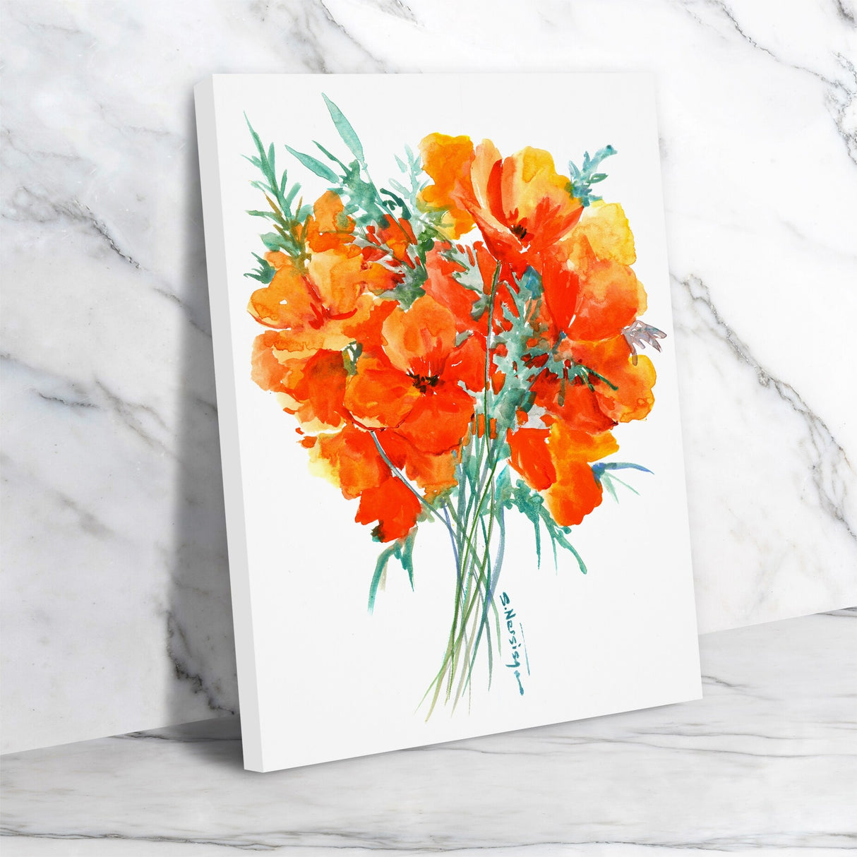 Americanflat - 8" x 10" Orange Flower California Poppies by Suren Nersisyan Wrapped Canvas Wall Art