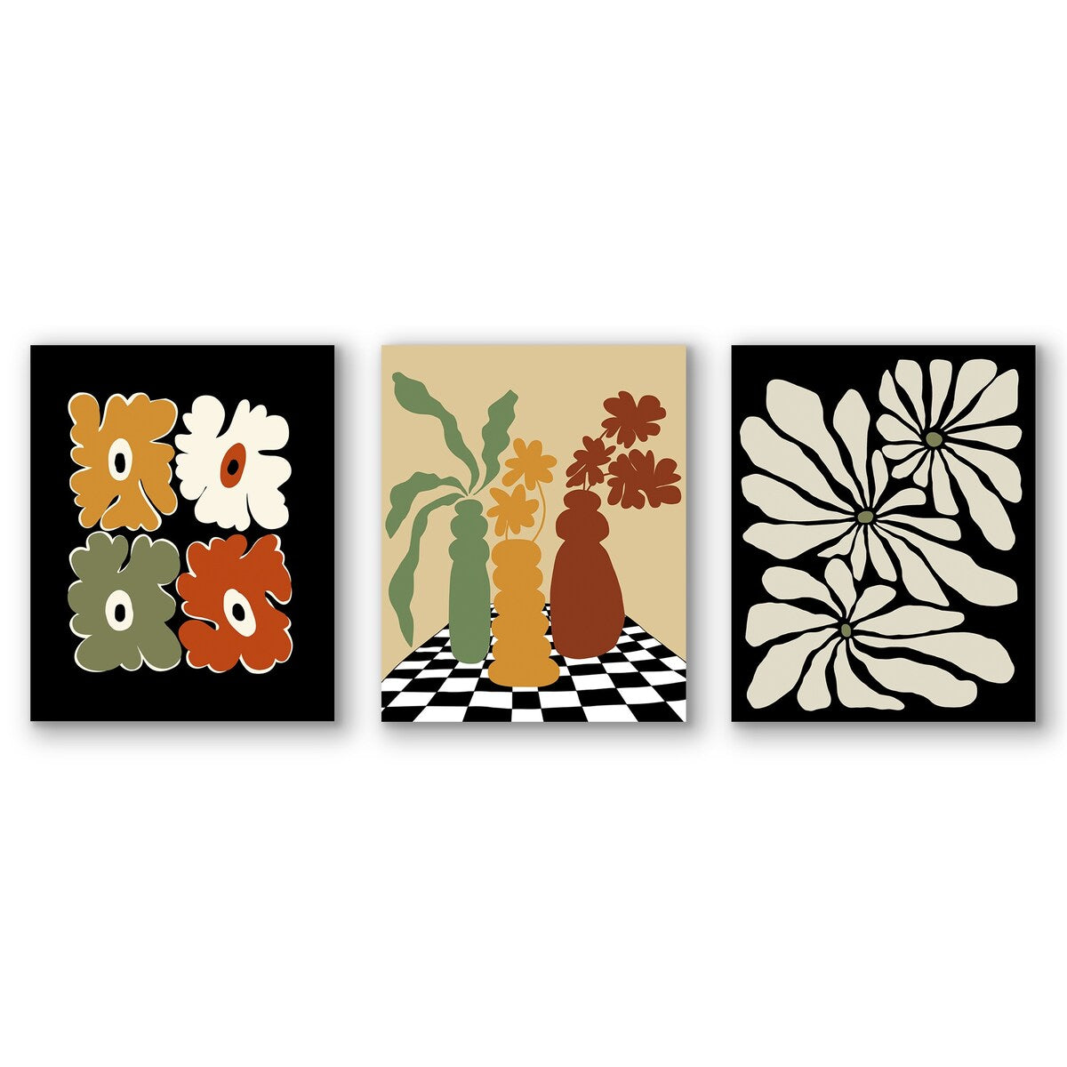 Americanflat - Abstract Wall Art Set - Moonlight Groovy Daisy, by Miho Art Studio