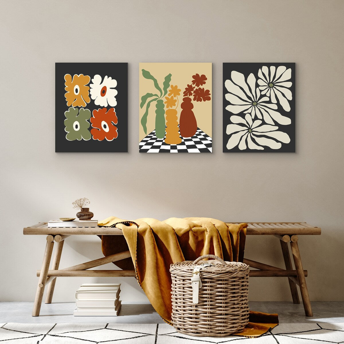 Americanflat - Abstract Wall Art Set - Moonlight Groovy Daisy, by Miho Art Studio