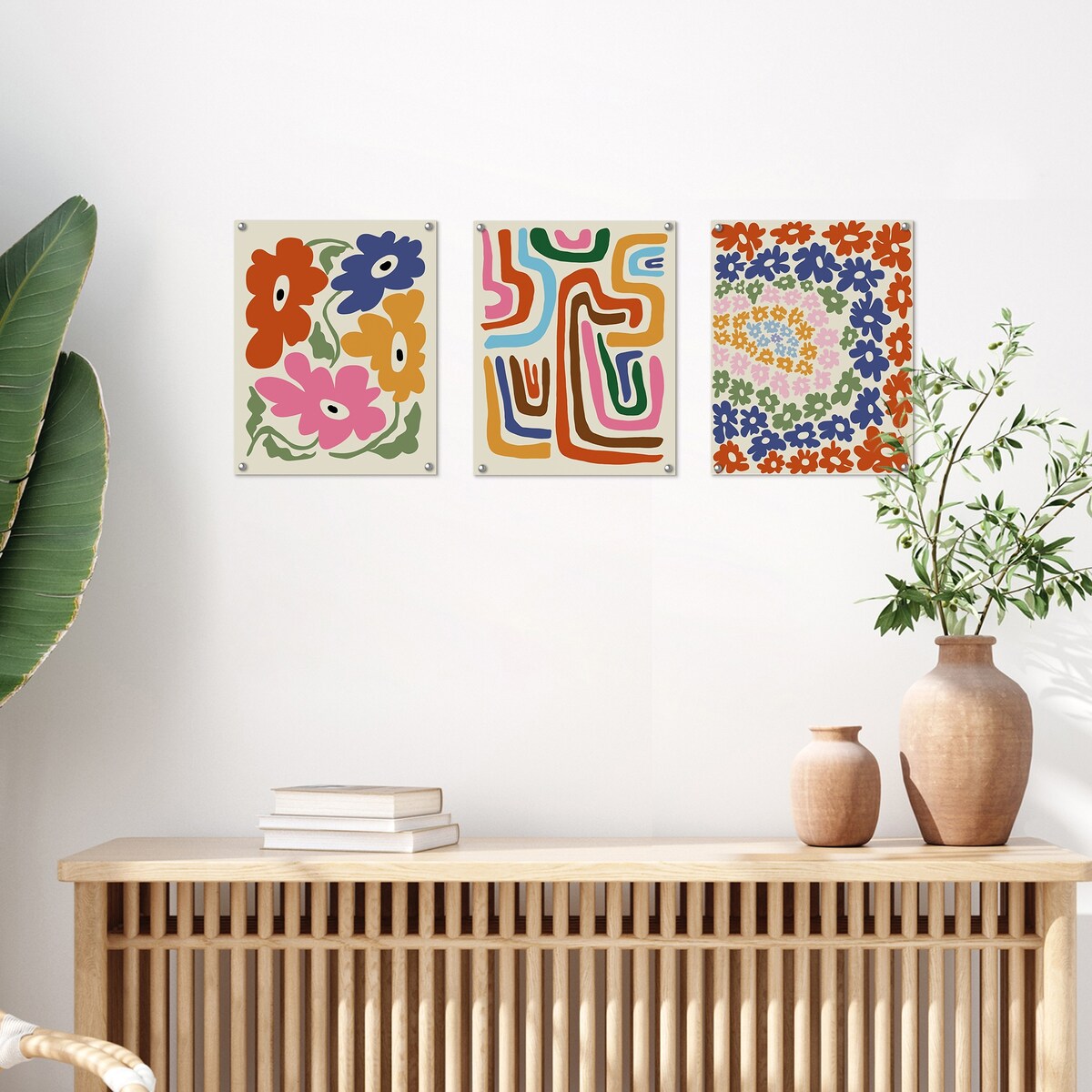 Americanflat - Abstract Wall Art Set - Nursery Poppy Flower, by Miho Art Studio
